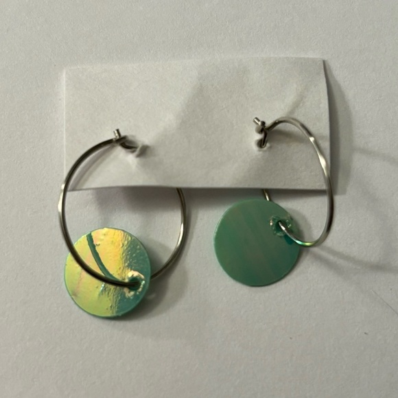 CLAIRE’S Teal / Green Bling Circle Dangle Fashion Earrings - Picture 2 of 2